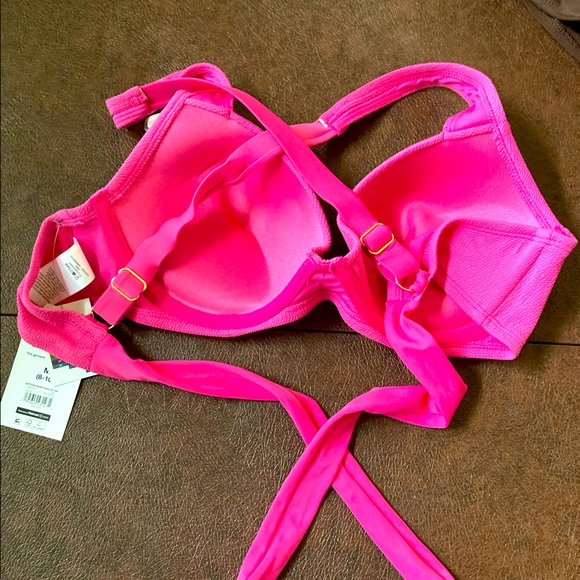 Hot Pink Button Front Push-up Bikini Bra Top - Picture 4 of 6